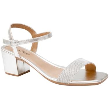 Imagem de Sandália Feminina Salto Médio Bloco Grosso Confortável Leve (Prata Glitter, BR, Adulto, Numérico, 37)