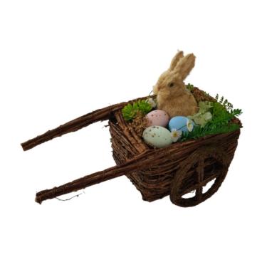 Imagem de Carroça Decorativa De Páscoa Em Cipó Natural 37cm