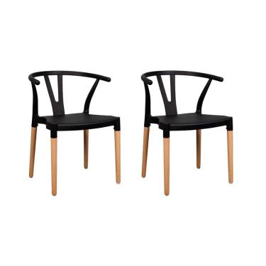 Imagem de Conjunto 2 Cadeiras Polipropileno Wishbone Yescasa Preto