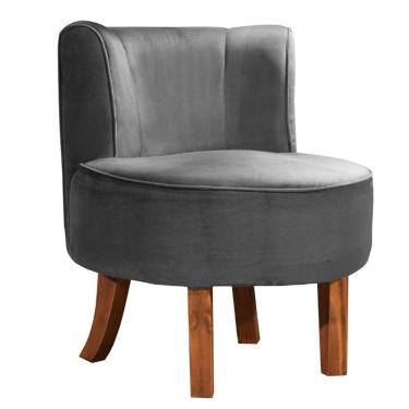 Imagem de Cadeira Decorativa Oliva Via Encanto Veludo Cinza Claro