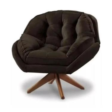 Imagem de Poltrona Decorativa Califórnia Com Base Giratória Veludo - Ssx Multicoisas Cor Marrom