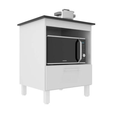 Imagem de Balcão Para Cooktop Standart 4 Bocas 1 Porta Mdp J Carvalho Branco/tampo Preto