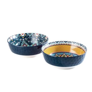 Imagem de HENXFEN LEAD Conjunto De Tigelas Grandes Para Salada Servir Sopa, Macarrão Instantâneo, Macarrão, Frutas E Salgadinhos - 2 Cerâmica 1,27 Oz Família, Cozinha Jantar