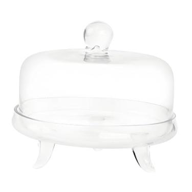 Imagem de Fenteer Suporte para bolo com tampa em forma de cúpula, forma para bolo, redondo, prato transparente para servir bolo, bandeja de sobremesa para decoração de, S
