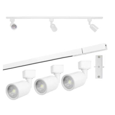 Imagem de Luminária Kit Trilho Branco com 3 Spots 7W luz Amarela - LED, 3