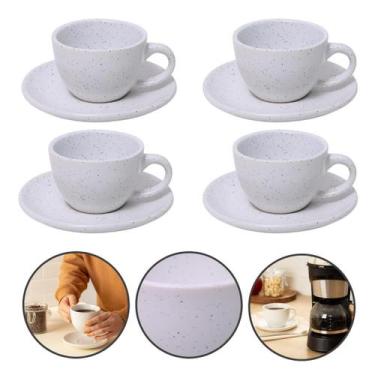 Imagem de Conjunto 4 Xícaras Café Pires Cerâmica 210Ml Premium -Marmol - Mimo St