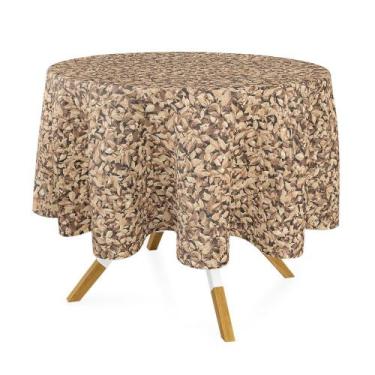Imagem de Toalha de Mesa Redonda em Tecido Jacquard Estampado Muro Inglês Folhas