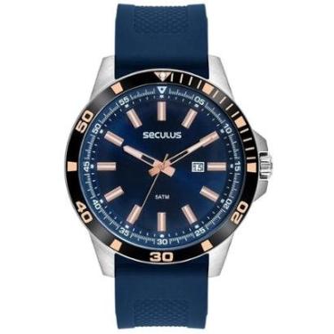 Imagem de Relógio Seculus Masculino Esportivo Prata/Azul 44227G0SVNU4-Masculino