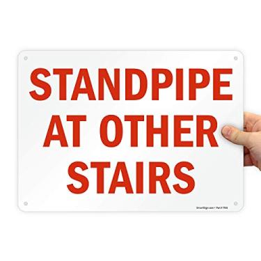 Imagem de SmartSign Placa "Standpipe at Other Stairs" de 25,4 x 35,56 cm com furos pré-limpos, impressa digitalmente, plástico HDPE de 55 mm, vermelho e branco