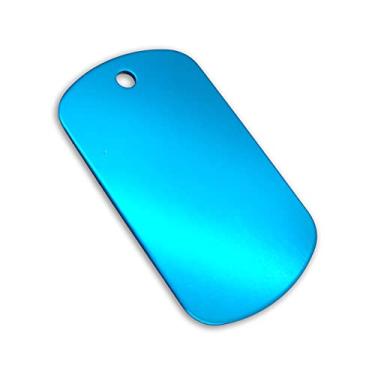 Imagem de Etiquetas de identificação em branco de alumínio anodizado de qualidade premium (tamanho grande 5 x 2,9 cm, 1,00 mm de espessura) para gravação e estampagem a laser, azul bebê, pacote com 25