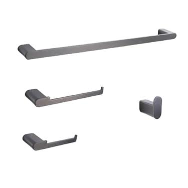 Imagem de Ferragens para banheiro cinza 304, toalheiro de aço inoxidável, suporte para papel higiênico, suporte para sabonete líquido, toalheiro, kit de banheiro (conjunto de 4 peças)