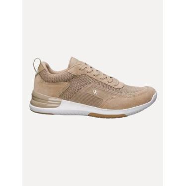 Imagem de Tênis Calvin Klein Jeans Masculino Baixo Knitt Layers Cáqui Claro, 40