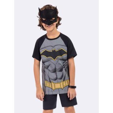 Imagem de Pijama Manga Curta Batman com Máscara - Veggi, Preto, 10, Meninos