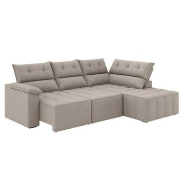 Imagem de Sofá de Canto Retrátil e Reclinável 4 Lugares Santorini Veludo Luizzi,