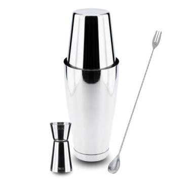 Imagem de Kit Coqueteleira Boston Dosador e Colher Bailarina com Garfo - Weck