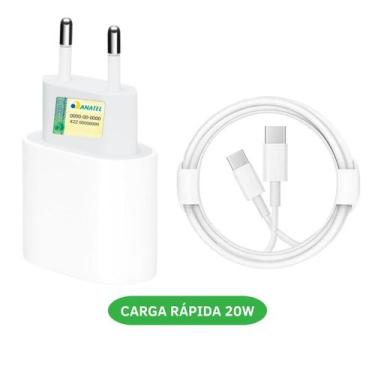 Imagem de Carregador Turbo Fonte 20w Usb-c+ Cabo Tipo-c Compatível com iphone 15