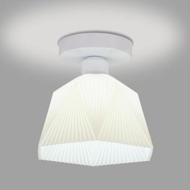 Imagem de CLAIRDAI Luminária De Teto Pequena Embutida, Branca Leitosa, Próxima A Luminárias, Mini Corredor Moderno 7,8" Com Base E27/E26 Para Quarto, Cozinha, Corredor, Sala Jantar