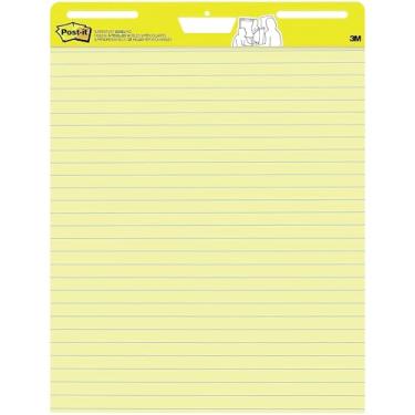 Imagem de Post-it Pastilhas de cavalete autoadesivas com orientação vertical super adesivas, formato de apresentação (régua de 3,8 cm), 63,5 x 76,2 cm, amarelo, 30 folhas, 2/caixa