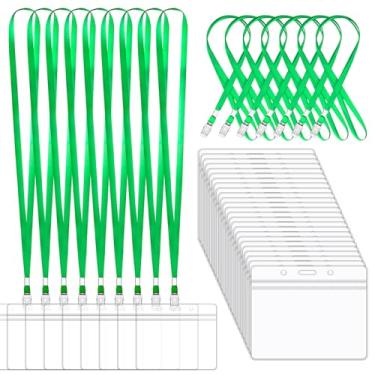 Imagem de Cordão com suporte para identidade – Pacote com 50 etiquetas de nome Korty 4 x 3 crachás com cordões para trabalho, escola, eventos - fácil de usar, conjunto a granel para funcionários, estudantes