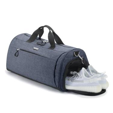 Imagem de TOPDesign Bolsa de ginástica para mulheres e homens, bolsa esportiva unissex com compartimento para sapatos e bolso molhado para viagens, esportes, academia, Azul texturizado, Medium, Academia