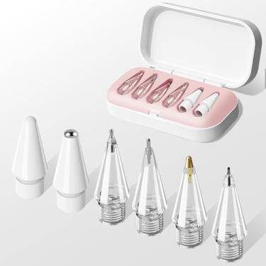 Imagem de Pontas de lápis de substituição para Apple Pencil Pro/2ª geração/1ª geração/USB C, pacote com 6 pontas de caneta para iPad atualizadas com estojo de armazenamento, ponta de lápis de controle preciso