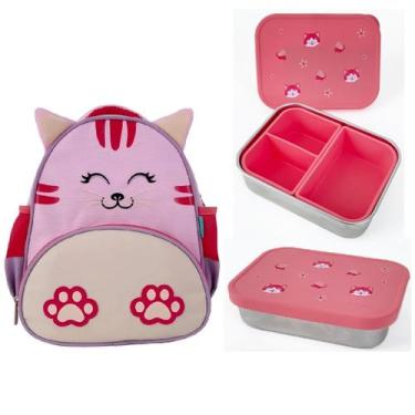 Imagem de Kit Mochila Infantil Com Compartimento Térmico + Lancheira Bento Box L
