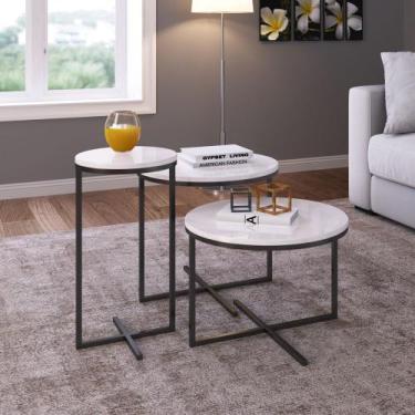 Imagem de Conjunto com 3 mesas Laterais Estilo Industrial Freedom Móvel na Caixa