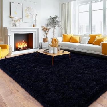 Imagem de Quntue Tapetes de área grande, 22 x 30 cm, sala de estar, ultramacio, felpudo, azul escuro, tapete para quarto, tapete antiderrapante moderno de pelúcia macio para crianças, meninas e meninos