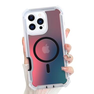 Imagem de Bonoma Capa para iPhone 16 Pro, traseira iridescente, suporte magnético para capa MagSafe à prova de choque, proteção de alta qualidade de cristal e canto para meninas e mulheres - preta