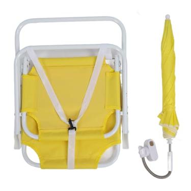 Imagem de Cadeira de praia infantil Cadeiras de acampamento portáteis de praia cadeira de areia ao ar livre com guarda -chuva para festas de férias para piqueniques (Amarelo)