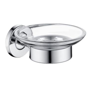 Imagem de Suporte para saboneteira para cozinha e banheiro, acessórios para montagem na parede, dispensador de sabonete, porta-sabonetes com prato de vidro, suporte de metal dourado (saboneteira A0 cromada