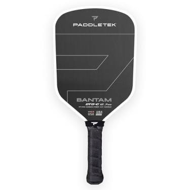 Imagem de Paddletek Bantam GTO-C 12,7 mm Hybrid Pickleball Paddle – Face de fibra de carbono bruta – Forma afunilada aerodinâmica – núcleo de polímero – 41,3 cm x 19,7 cm – 14 cm – Certificado UPA-A e PBCoR .43