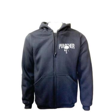 Imagem de Blusa Moletom Plus Size Masculino Punisher Capuz e ziper XG ao XG8, Pr
