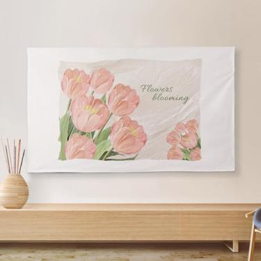 Imagem de Capa de TV Capa contra poeira para TV Interior 81.3-190.5 cm Padrão de Flores Coloridas Capa de Arte para LCD LED Plasma Cristal Líquido Televisão Tecido Protetor de Tela Plana Decoração-Impressão-1||