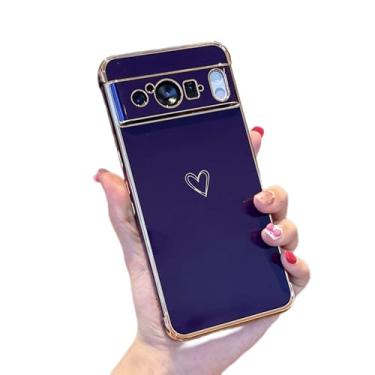Imagem de ZTOFERA Capa para Samsung Galaxy Google Pixel 8 Pro, linda estampa de corações amorosos com proteção de lente de câmera, capa de celular para Galaxy Google Pixel 8 Pro de 6,7 polegadas, violeta escuro