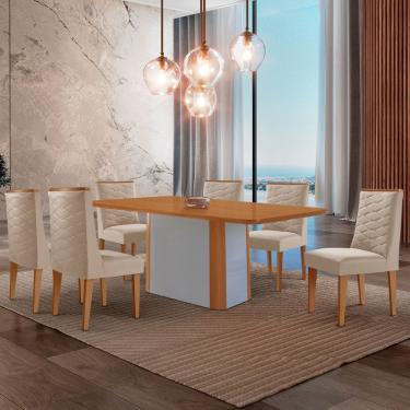 Imagem de Mesa de Jantar Isadora 180cm Tampo MDF Laminado com 6 Cadeiras Safira