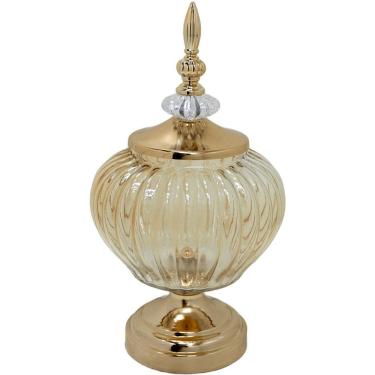 Imagem de Bomboniere Pote Decorativo Em Bronze Vidro Doces E Biscoitos