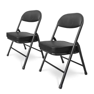 Imagem de fusehome Mini cadeiras dobráveis acolchoadas, banco de garagem, cadeira de acampamento portátil com almofada, cadeira de gramado leve, para eventos esportivos ao ar livre, pátio, pesca, caminhadas