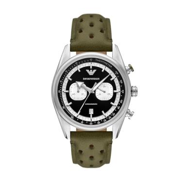 Imagem de Emporio Armani Relógio masculino cronógrafo de couro verde (modelo: AR11709)