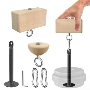 Imagem de Lights Mountain Kit de treinamento de força de aderência – Bloco de aperto de madeira de faia e bola de meia esfera com pino de carregamento – Conjunto de treino de mão, dedo, antebraço para escalada