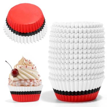 Imagem de 300 Peças Forminhas para Cupcake, Versáteis Forminhas Cupcake Vermelho e Branco Cupcakes Suportes Cupcakes Sobremesa Doces Decoração para Festa de Aniversário