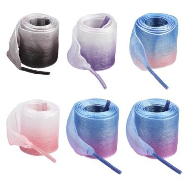 Imagem de SOFPLATE 1 caixa, 5 pares, 5 cores, cadarços de sapato coloridos, cordas largas de renda, gradiente, organza, tule, seda, fios macios, atacadores a granel para mulheres, tênis, botas, acessórios de