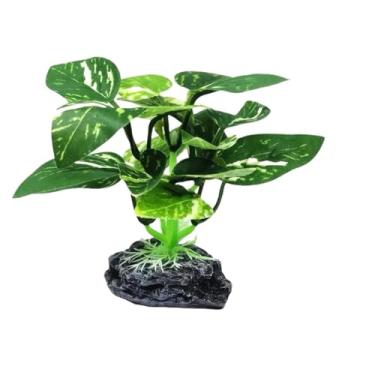 Imagem de JGbaby Plantas artificiais de aquário, decorações para aquários de peixes, rede de folha de betta, 15 cm, plantas realistas de seda e plástico, decoração de madeira flutuante para betta, peixes