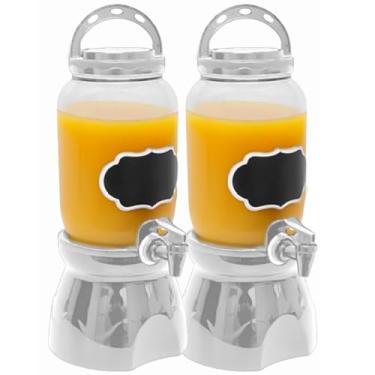 Imagem de Kit Suqueiras Com Suportes 3,6L Para Suco Galão Com Tampa Torneira para Água Saborizada Suco Líquidos Eventos (2, BRANCO)