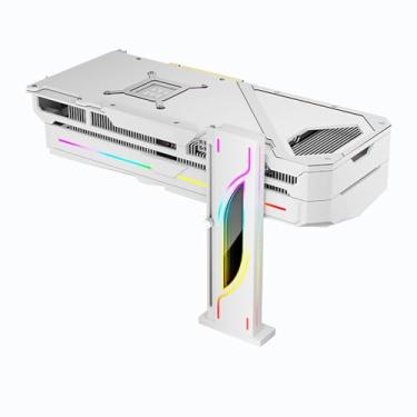 Imagem de GOWENIC Altura Ajustável RGB GPU Stand, 5V 3pin Video Card Support Titular, Suporte para Placa de Gráfico PC Suporte Anti -SAG Com Base Magnética, Placa de Vídeo Gráfica Brace (WHITE)