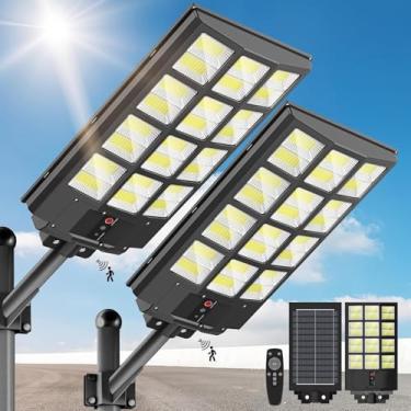 Imagem de Sunwish Luzes de rua solares de 3000w ao ar livre - sensor de movimento de luz de rua solar grande angular de 6500k, luzes de estacionamento solar do anoitecer comercial ao amanhecer, luzes