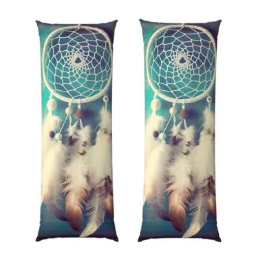 Imagem de Capa de travesseiro corporal com zíper oculto, fronha longa de microfibra macia e respirável para travesseiro corporal, capas de travesseiro de penas brancas para dormir presente de cama 51 x 137 cm