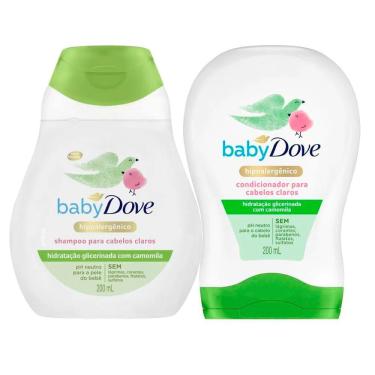 Imagem de Kit Shampoo e Condicionador Baby Dove Cabelos Claros Hidratação Enriquecida 200ml