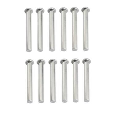 Imagem de YHXiXi 12 peças de ferramenta de rebite sólido de aço inoxidável prata 50 x 6 mm prendedores de cabeça de reparo de alça adequados para enxadas, garfos, espátulas de jardim