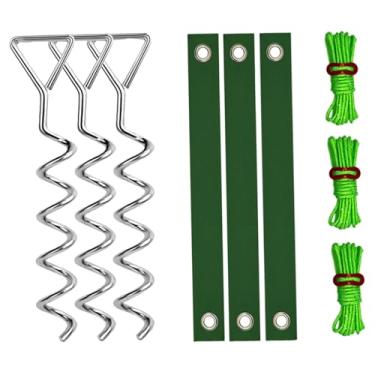 Imagem de WeiLaiKeQi Kit de estacas para árvores Kit de alisamento de árvores em espiral Acessórios de alta resistência para coberturas de jardim, Verde Claro Prateado